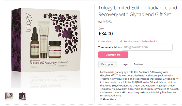Trilogy Limited Edition Radiance and Recovery with Glycablend Gift Set